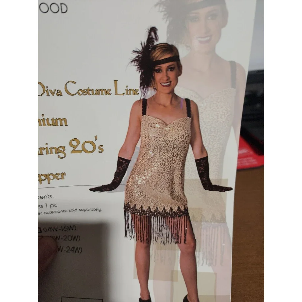 XX 4449Be Premium Roaring 20s Flapper Dress Size 14w-16w Costume Sunnywood